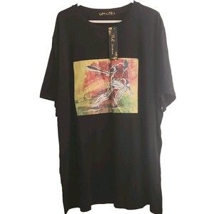 Bl Fashion Mens Big and tall XXL Black tshirt baseball artwork printed